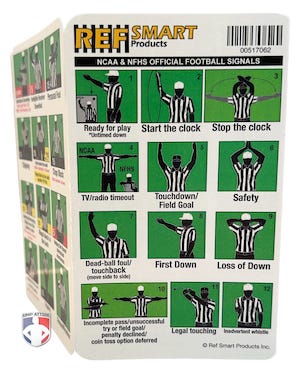 RefSmart Deluxe Football Referee Signal & Yardage Card